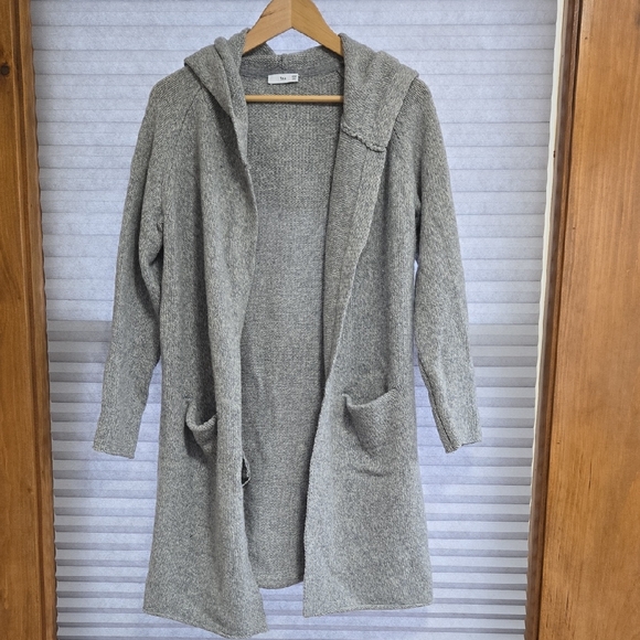 TNA Sweaters - TNA Heather Gray Hooded Long Wool Cardigan